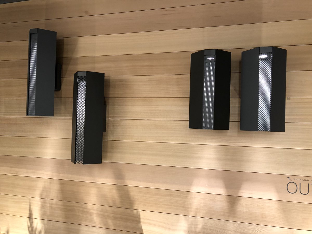 techlighting's tweet image. The geometrically inspired Root #outdoor sconce can be installed with an open aperture, optional weaved wire mesh or perforated metal diffusers for heightened visual interest. Debuting at #Lightovation, TM-4075 -->bit.ly/Tech-Root20