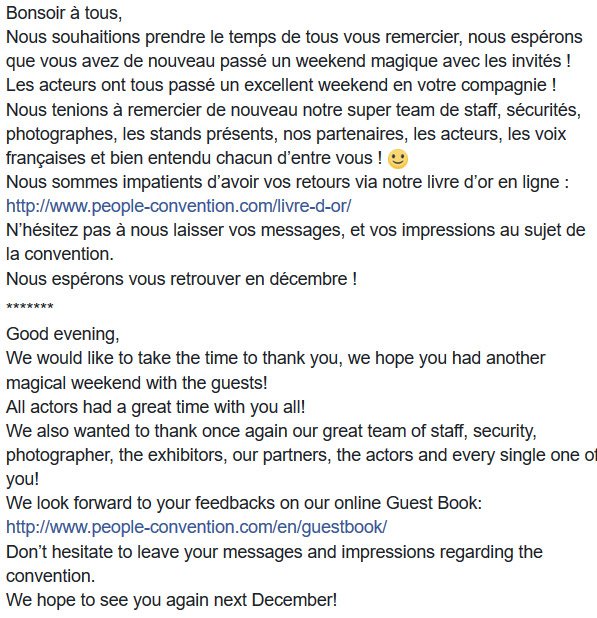 RosterCon's tweet photo. Message de remerciement de @peoplecons pour la #WTTMS4 #HarryPotter https://t.co/3PEG3S4sEG