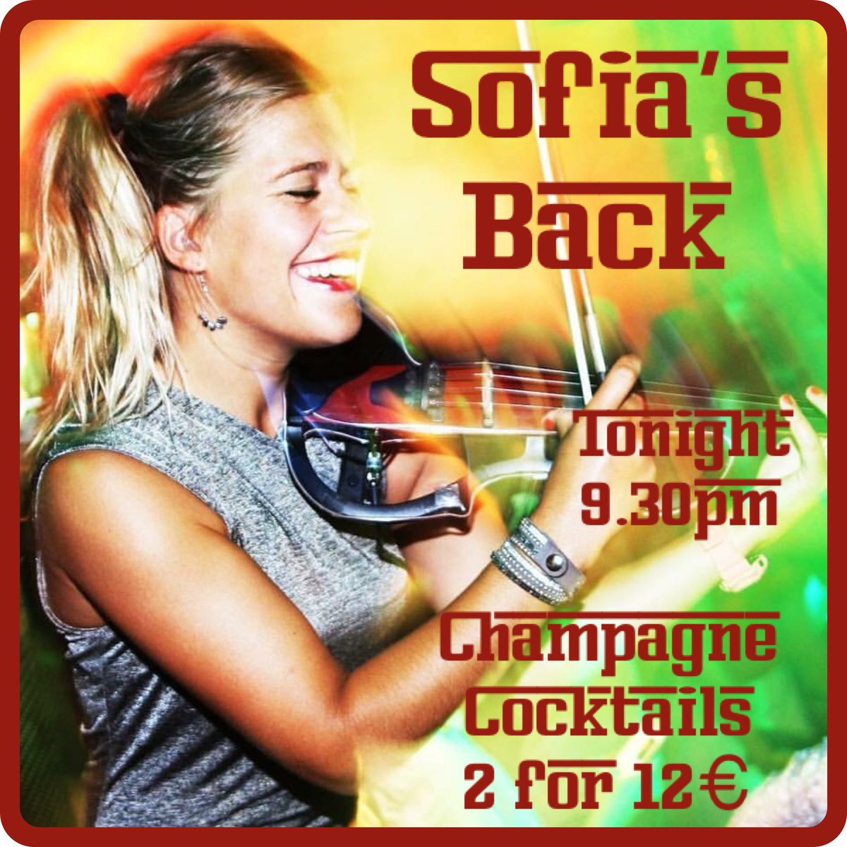 Laqueuedecochon's tweet photo. We are so honoured to have the Fabulous Sofia back at Qdc tonight from 9.30pm. Champagne cocktails 2 for 12€ all night. #livemusic #violin #ukelele #champagnecocktails #greatdeal #ginbar #cocktails #tignes https://t.co/lB0kd2385M