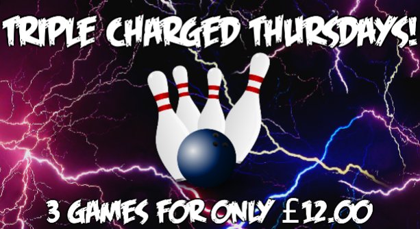 TRIPLE CHARGED THURSDAY!! 3 games for £12, call us to book now on 01296 326888 😍😃