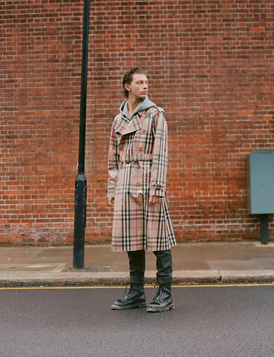 burberry laminated check trench coat