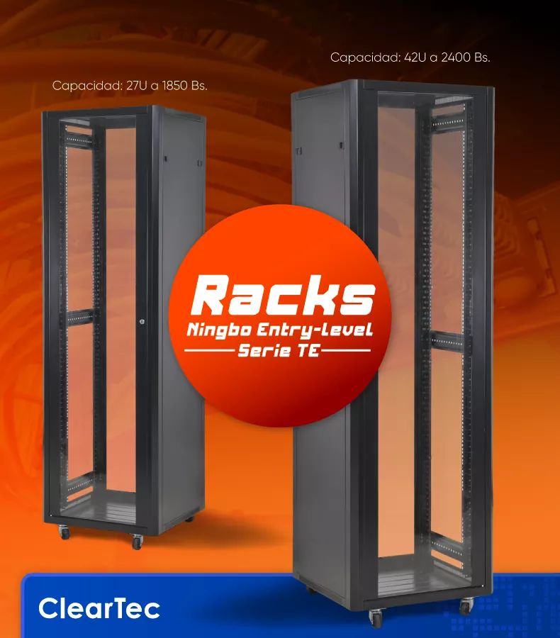 CleartecBolivia's tweet photo. La "Serie TE" de los Racks Entry Level de Ningbo, dando soluciones de calidad y accesibilidad para el cableado estructurado de tu oficina o negocio.

Contamos con dos capacidades:
- Capacidad 27U a 1850 Bs.
- Capacidad 42U a 2400 Bs.

#Cleartec #Ningbo #Racks #Redes #Gabinetes https://t.co/PwdtvxrBP8