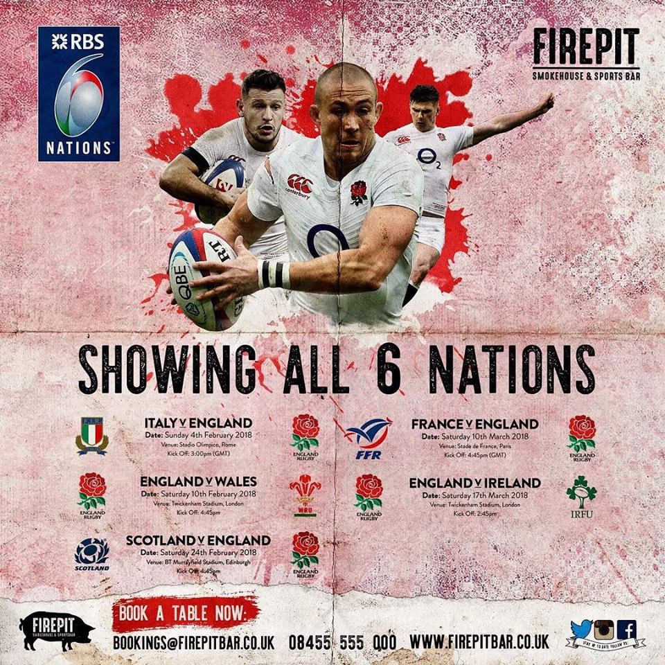 🏉 6 NATIONS AT FIREPIT - Beverley   🏉 
They'll be showing all the 6 Nations action on their 4x2m LED screen!
To book one of their Big Screen packages, visit their website  
firepitbar.co.uk/beverley/book-… or call 08455 555 000
#SixNations #Rugby #England #Beverley #Flemingate #FireItUp