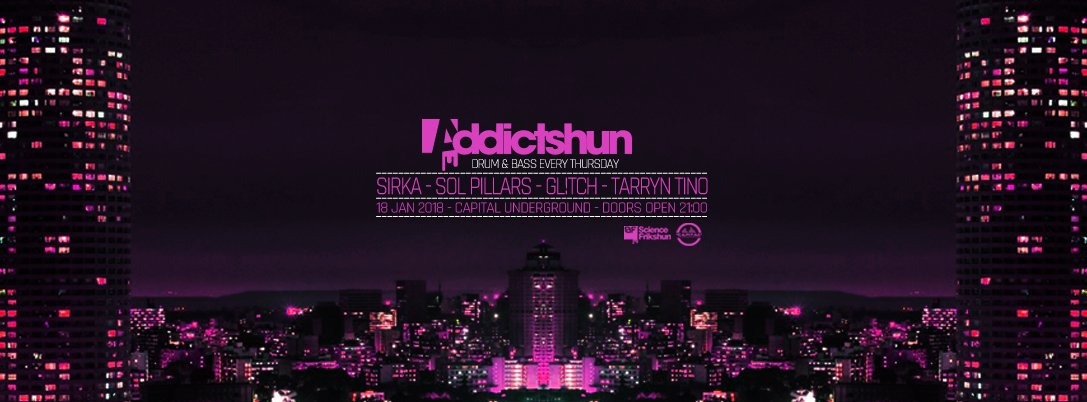 Addictshun (@addictshundnb) on Twitter photo Addictshun 18|01|18 ft. Sirka - Sol Pillars - Glitch - Tarryn Tino #rave #jhb #dnb <a href="/party/">@PARTY Tweeting for Charity!</a> RSVP tinyurl.com/y8nlj7fa Addictshun 18|01|18 ft. Sirka - Sol Pillars - Glitch - Tarryn Tino #rave #jhb #dnb <a href="/party/">@PARTY Tweeting for Charity!</a> RSVP tinyurl.com/y8nlj7fa