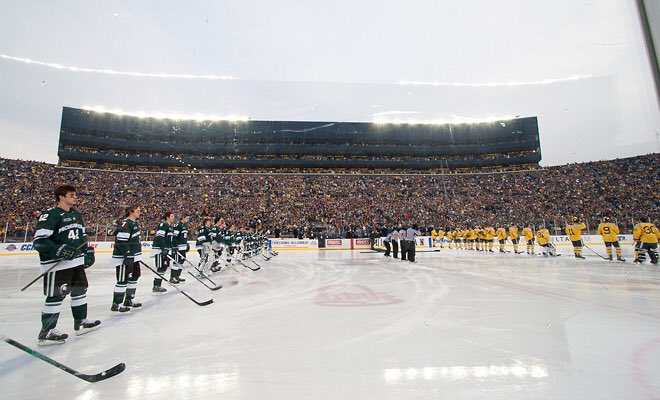 I haven't played outside since my senior year at <a href="/MSU_Hockey/">Michigan State Hockey</a>. Excited for another outdoor game this weekend <a href="/Hersheypark/">Hersheypark</a> Stadium! #TheBigChill #OutdoorClassic
