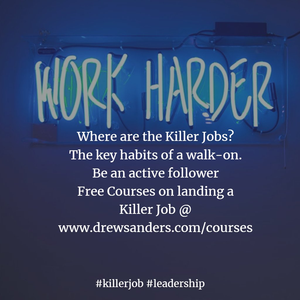 TeamLeaderClub's tweet image. Where are the Killer Jobs?
The key habits of a walk-on.
Be an active follower
Free Courses on landing a Killer Job @ drewsanders.com/courses