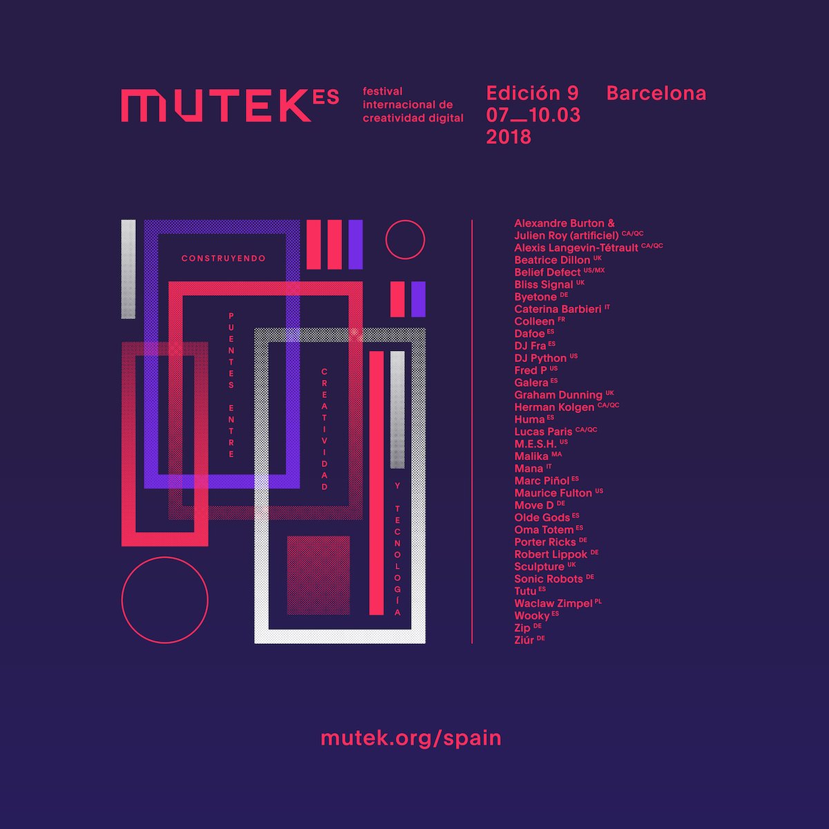 MUTEK Montréal (@mutek_montreal) on Twitter photo <a href="/MUTEK_ES/">MUTEK Barcelona</a> adds more artists to their program!
Alexandre Burton & Julien Roy (<a href="/artificiel/">artificiel</a>) / Bliss Signal / Dafoe / DJ Fra / Galera / Herman Kolgen / Marc Piñol / <a href="/mauricefulton/">Maurice Fulton</a> / <a href="/OldeGods/">Olde Gods</a> / Oma Totem / Porter Ricks / Sonic Robots
Passport on sale ➤ goo.gl/a6yPTm <a href="/MUTEK_ES/">MUTEK Barcelona</a> adds more artists to their program!
Alexandre Burton & Julien Roy (<a href="/artificiel/">artificiel</a>) / Bliss Signal / Dafoe / DJ Fra / Galera / Herman Kolgen / Marc Piñol / <a href="/mauricefulton/">Maurice Fulton</a> / <a href="/OldeGods/">Olde Gods</a> / Oma Totem / Porter Ricks / Sonic Robots
Passport on sale ➤ goo.gl/a6yPTm