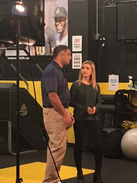 Behind the scenes with MOSH's Drs Bamrah and Kosempa!  They are filming patient education spots on weekend warriors and shoulder problems.  More to come on Fox Sports.