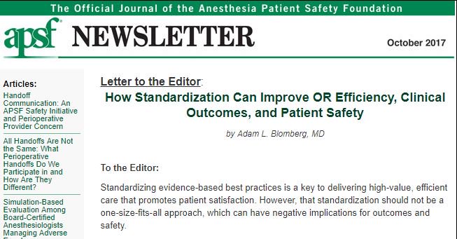 How Standardization Can Improve OR Efficiency, Clinical Outcomes, and Patient Safety. #ptsafety #handoffs apsf.org/newsletters/ht…