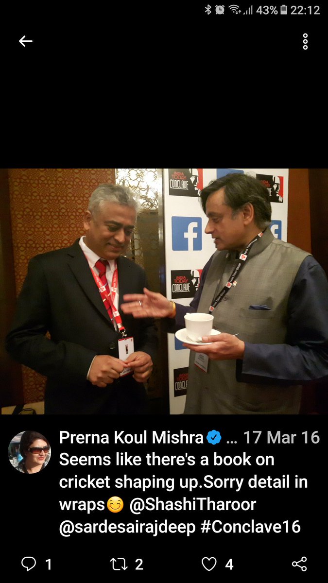 prernakaul's tweet photo. @sardesairajdeep @ShashiTharoor @IndiaToday A moment captured back in 2016 @sardesairajdeep @ShashiTharoor
#Conclave16 #Cricket https://t.co/AU50XVs8xQ