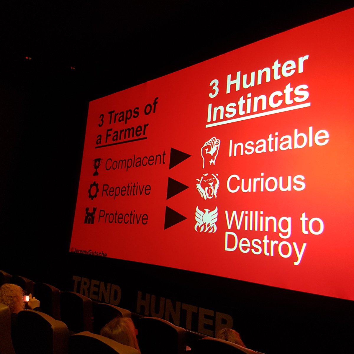 ShelbyLeeWalsh's tweet photo. In @jeremygutsche's #futurefestival keynote, we learned about hunters and farmers. I feel like there are a lot of hunters in the crowd in Orlando!🌴 https://t.co/DrvS0Ty0NV
