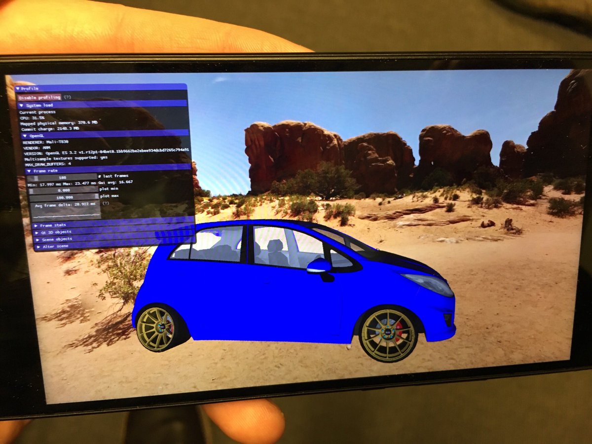 alpqr's tweet image. #Qt3DStudio 2.0 this time on Android with Mali. #Qt3D #qtdev