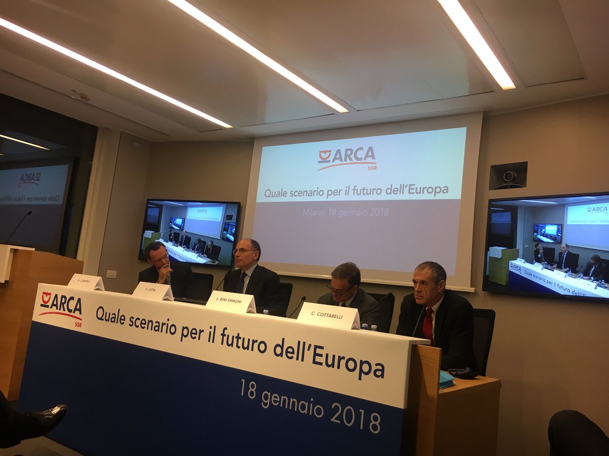#Very interesting discussion on the #futureofeurope with @EnricoLetta @CottarelliCPI #LorenzoBiniSmaghi via @ArcaSGR #Europe #ECB #EC #Policy #policydebates2018 #reforms #banks #Italy