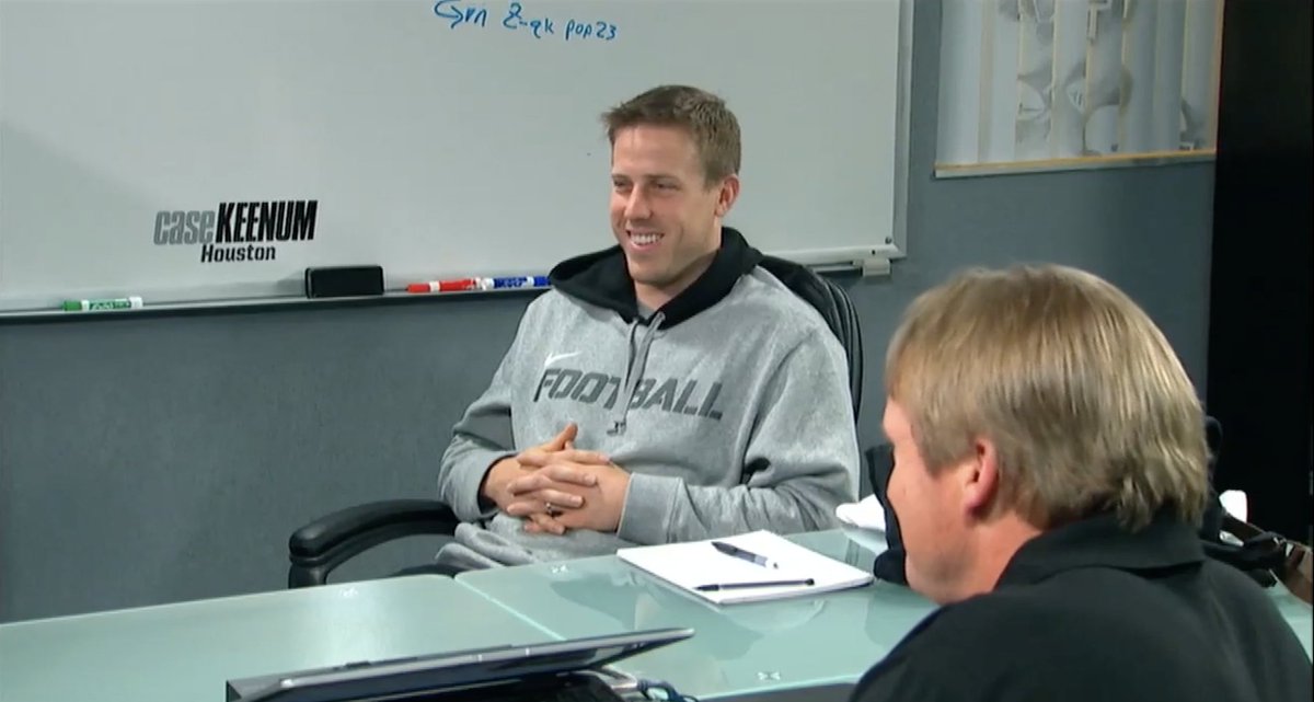 Jon Gruden saw it in @casekeenum7 when he was coming out of college.   📺: @ESPNNFL   📰: mnvkn.gs/agDawH https://t.co/bLKLIU4CF6