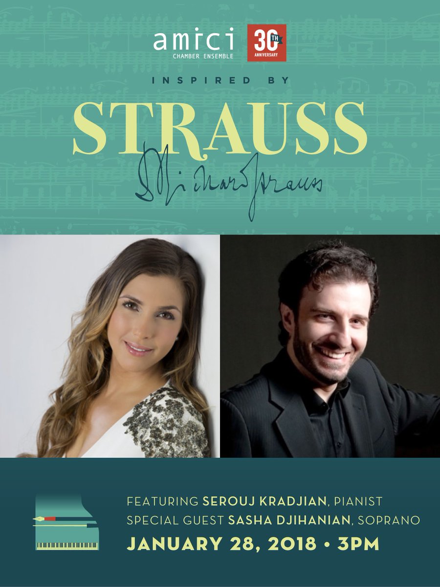 Excited to kick off 2018 making beautiful music with <a href="/seroujkradjian/">Serouj Kradjian</a>  <a href="/AmiciEnsemble/">AmiciChamberEnsemble</a> 
SAVE 15% - USE CODE “STRAUSS” 
amiciensemble.com/event/inspired…