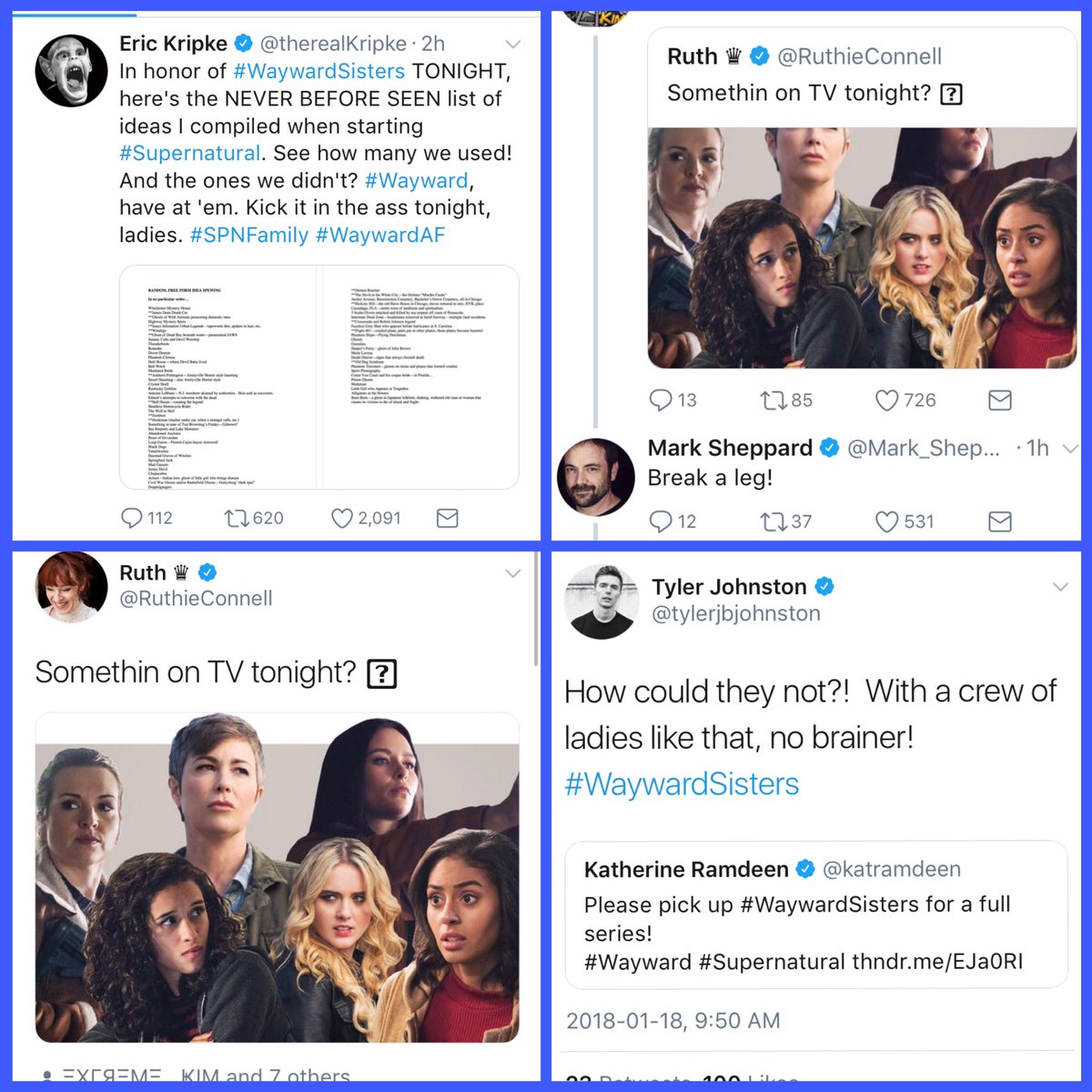 LovclyMikkelsen's tweet photo. Can I just say how much I love and appreciate this cast and their support for one another? Seriously warms my heart seeing all this love ❤️

#WaywardSisters #WaywardAF #Wayward #Supernatural #SPNFamily https://t.co/qGJqqpCCmF