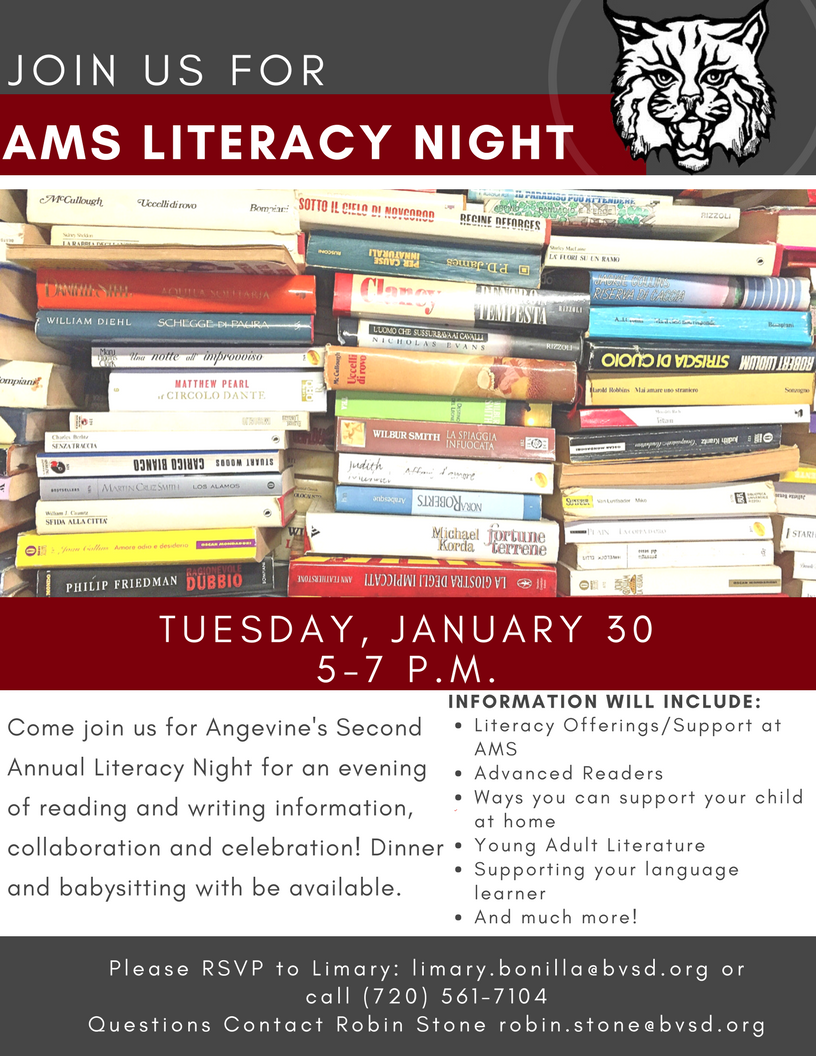 AngevineMS's tweet photo. Join us for Literacy Night at AMS on 1/30 5-7pm.  Please RSVP! https://t.co/04GjgcOYy2
