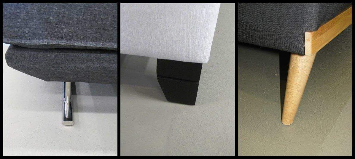 Pick your own look and create a #custommade piece of #furniture! Which base would you prefer for your #sofa, #sleeper or #sectional? #Metal, #espresso or #wood?