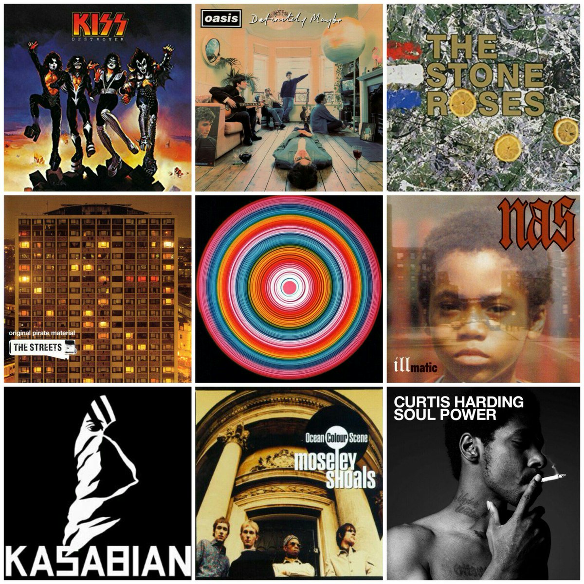 Curtinio_'s tweet photo. My #9albums #ninealbums *

@KISSOnline @oasis @stoneroses @SkinnerMike @IamRobertHarvey @Nas @KasabianHQ @OCSmusic @Curtis_Harding 

* Subject to change 😀 https://t.co/jPfS9fyT3y