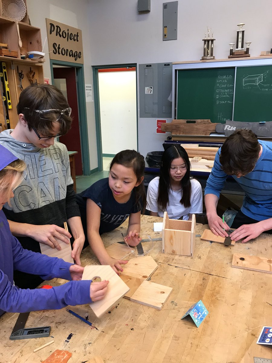 KobzaSusan's tweet photo. Lax Kxeen students in gr5 from Mr. Einarson’s class working with Mr. Brown’s shop class to create wooden projects! @RupertSchools @chsssd52 https://t.co/n6uP7fTI5Q
