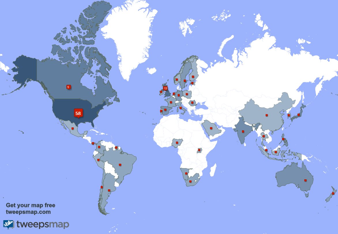 ErikaGhoul's tweet photo. My followers are in USA(57%), UK.(13%)... Get your map too: https://t.co/k77CdAXWUF https://t.co/Tx6UFAX4FK