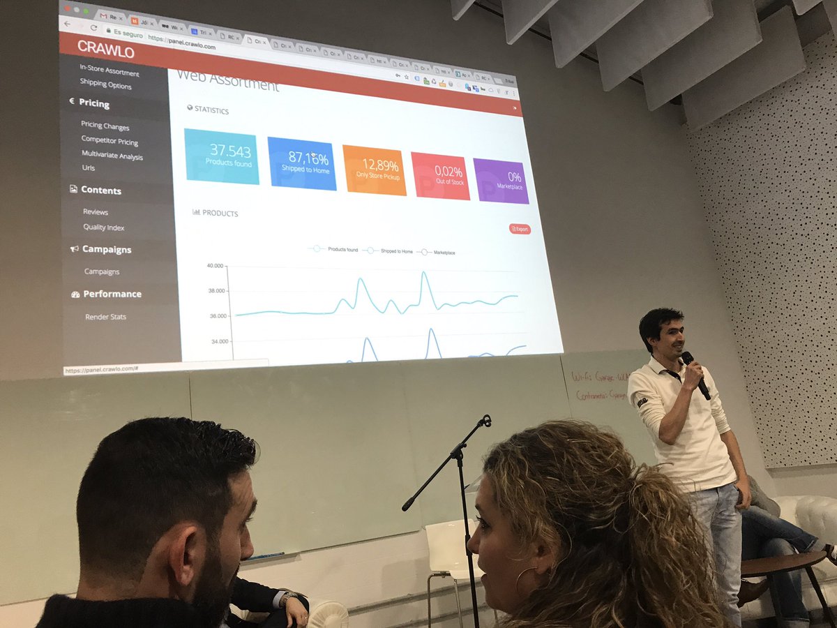 txapao's tweet photo. Finally Lakil presents @CRAWLO_ at #EventoSEO #EventoSEOTools #toolsmadeinspain #ecommerce https://t.co/2mVu0NIPiJ