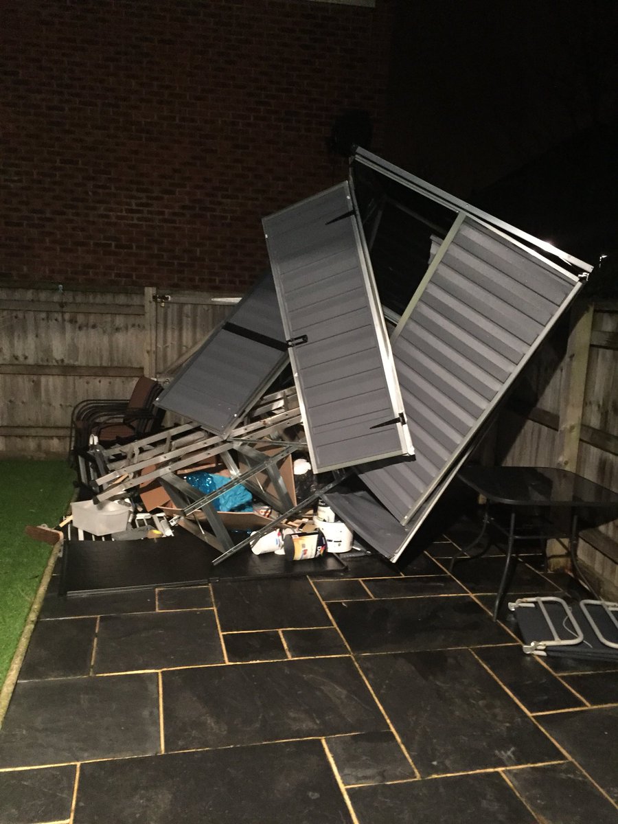 SVTPhil's tweet photo. @shedscouk £350 for 3 months of shed. Which I repaired twice. I live in Swindon hardly a wind tunnel and this happens. #shitshed https://t.co/Qj5k1ycune
