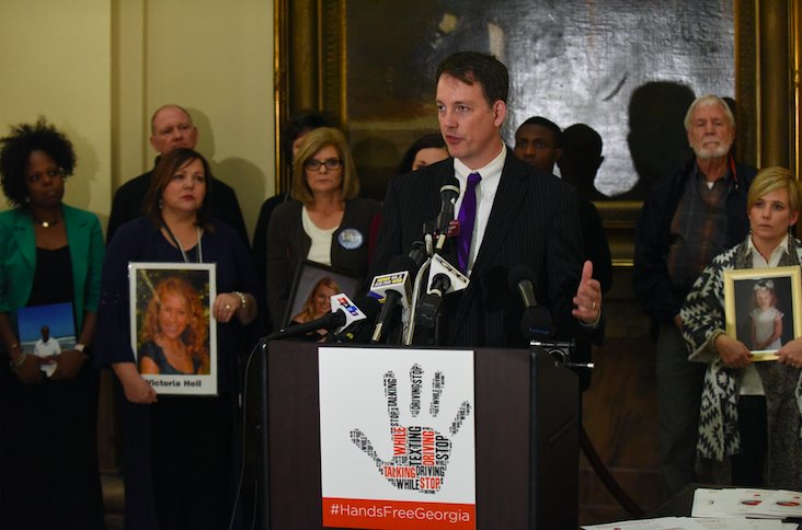 distractionadv's tweet photo. Thank you GA Minority Leader, Representative @TrammellBob for your support of #HB673 to make the state a #HandsFreeGeorgia. The families impacted thank you for your efforts to save lives! Photo from 1/10 press event at @GaHouseHub #HandsFreeGA @PCIAA #PassHB673 https://t.co/eNyHfvxKPQ