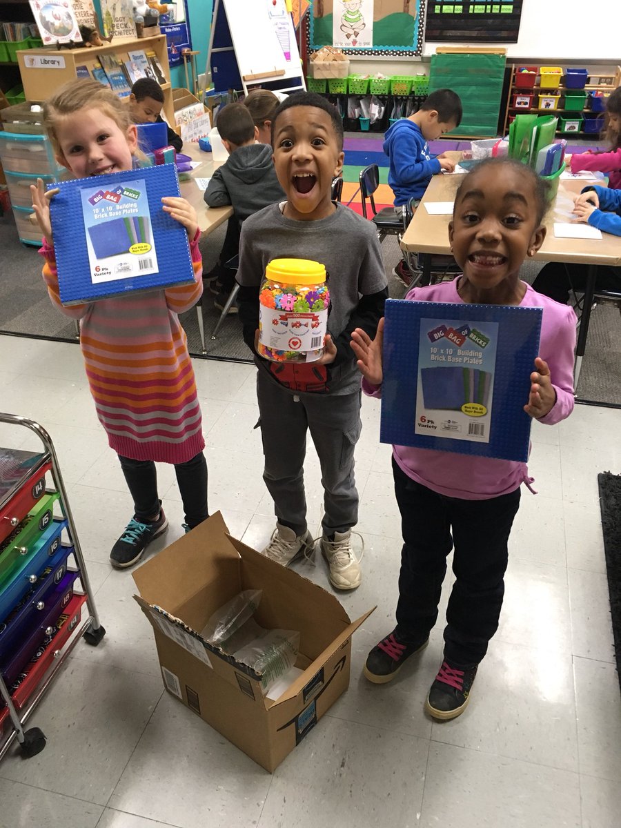 HuttoA7's tweet photo. Look at these excited faces !! Our stem stuff from amazon is coming in.   
Over Winter break I put in a a project for donors choose and it was funded through donations !!!  I think these sweet faces say it all ... we are pretty excited !! ( this is only the first box of goodies!) https://t.co/5jrzfcDC7L