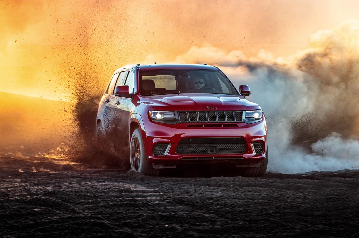 MotorTrend's tweet photo. The new @Jeep Grand Cherokee Trackhawk is utterly ridiculous. But is it any good? Find out here https://t.co/tGeSPHgaz0 https://t.co/Kl7uVEVYSM