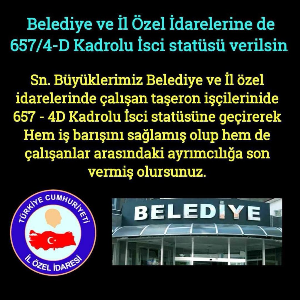 BilalYildirimis's tweet photo. #TaseronGözünüAçtı 
#15TemmuzBelediyecilerine4D 
#BelediyeTaşeronuna4DKadro 
#BelediyeTaşeronuDışlanamaz 
@jsarieroglu @TC_Basbakan @tcbestepe @Akparti @suleymansoylu https://t.co/8uDz7Ef4f7