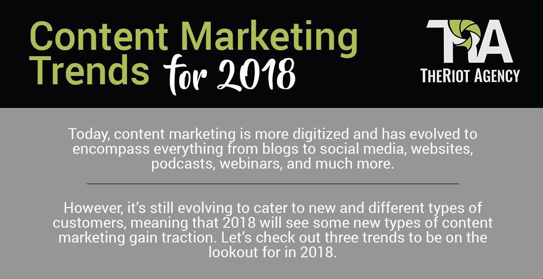 TheRiotAgency's tweet photo. Check out our latest #infographic on the #Content #Marketing #Trends of 2018 by visiting our #resources page! 

https://t.co/5FLDcHBSDx

#agency #boston #socialmedia #branding #growth #hustle #entrepreneur #b2b #b2c https://t.co/lZRzIdGQ0p