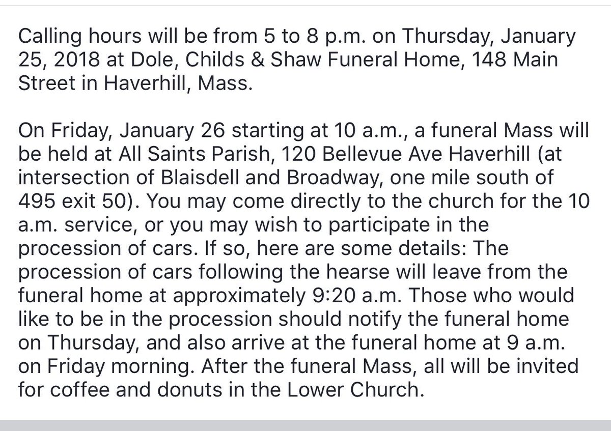 HHS2016Class's tweet photo. Ruben’s calling hours will be held on Thursday, January 25 at Dole, Childs, and Shaw Funeral Home from 5-8 p.m.
A funeral mass will be held at All Saints Parish on January 26 at 10 a.m. https://t.co/Y9sZqh4XiE