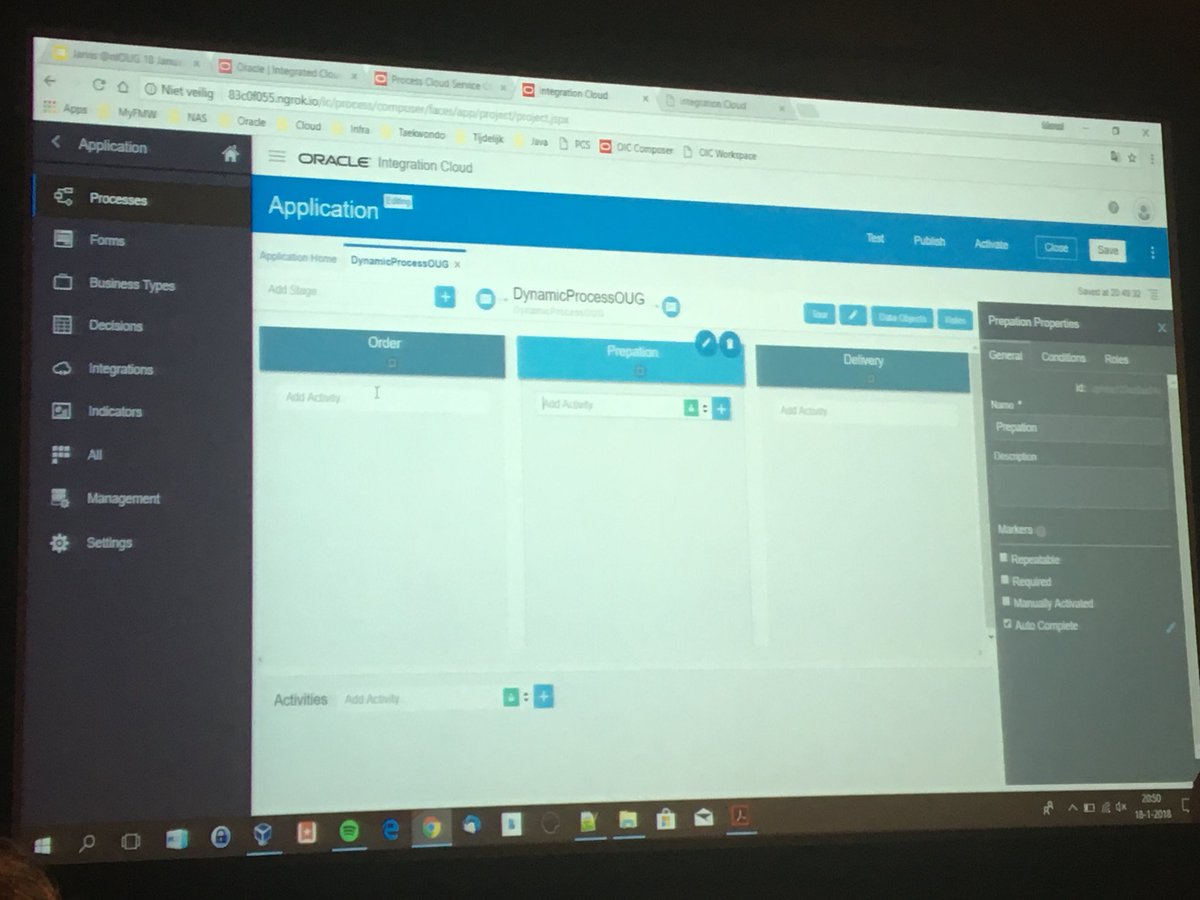 robertvanmolken's tweet image. Marc ends this wonderful evening with demo of the dynamic processes in #OraclePCS #JarvisPizzeria #DMMN #CMMN
