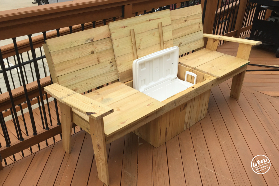 A bench. A cooler. Put them together and what do you get? The most amazing Cooler Bench ever. Free plans here: bit.ly/2oTy2et