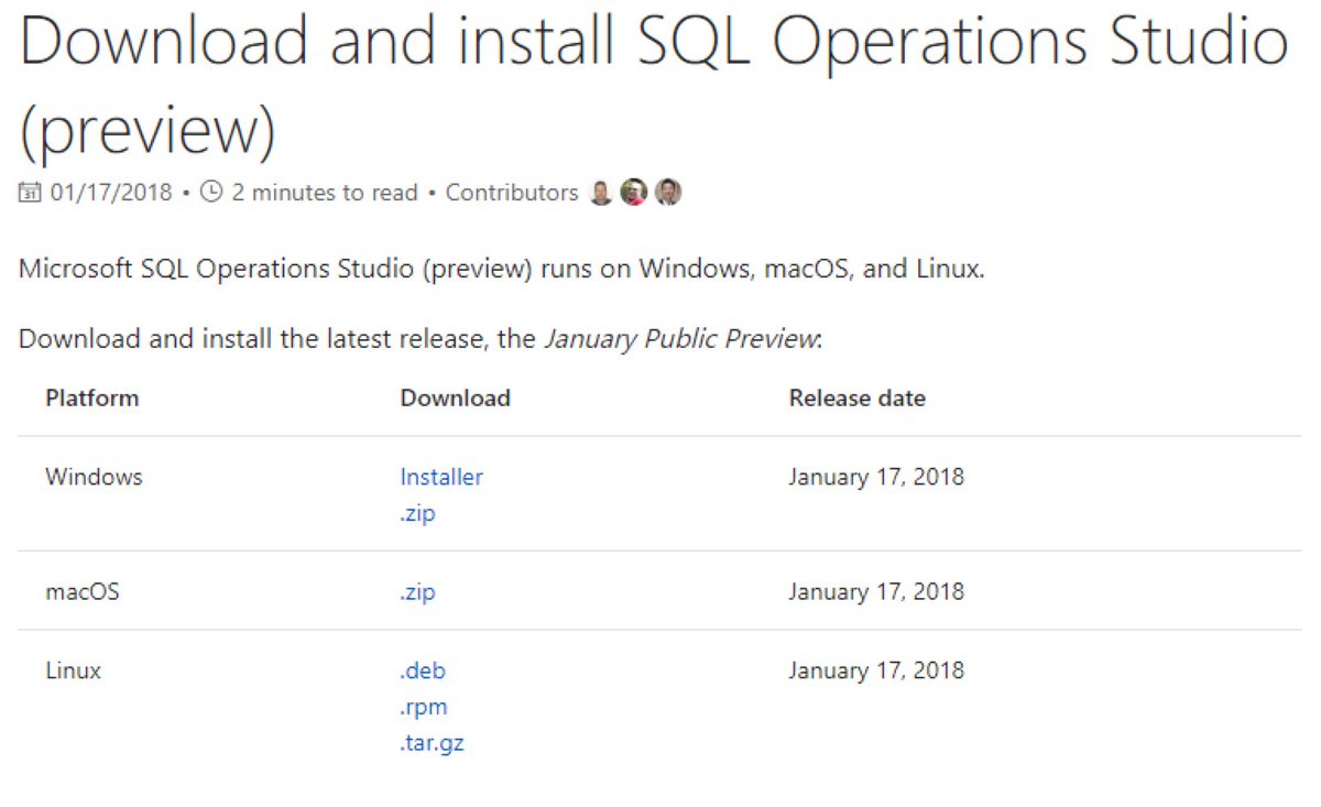 kevcunnane's tweet image. #sqlopsstudio now has installer available for Windows, and deb / rpm install for Linux! Windows installer is _way_ faster than unzipping and has Check For Updates support docs.microsoft.com/en-us/sql/sql-…