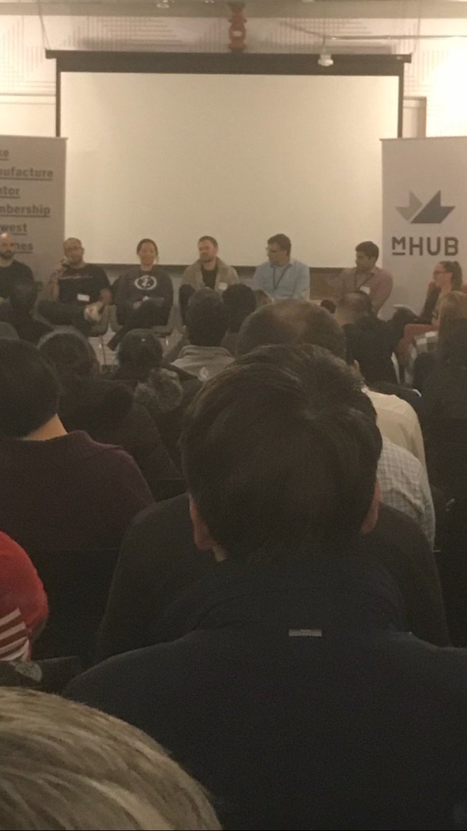 NxtTeam's tweet photo. We had a great time at the Future of Blockchain event last night. Great panelists and a huge crowd! Thanks for hosting @mHUBChicago! #HODL https://t.co/bEYY1DDPQw