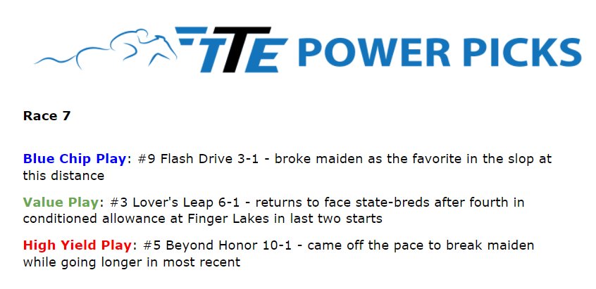 TT_Edge's tweet photo. The 7th race at Aqueduct is coming up -- play along with our free TTE Power Pick! https://t.co/rXO2dx9wdu