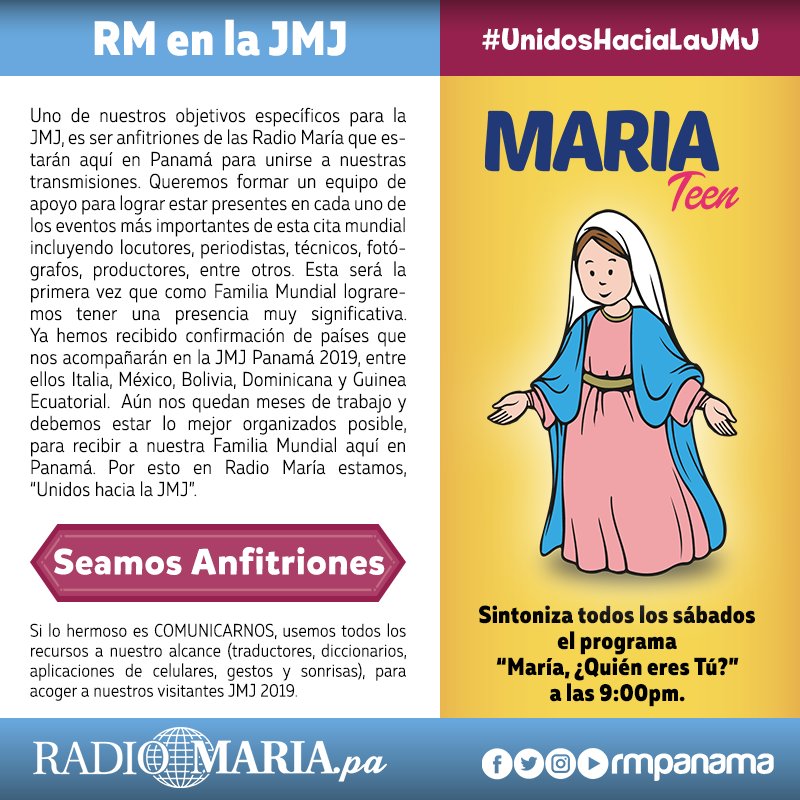 radiomariapa's tweet photo. Mantente informado con nuestro Boletin Virtual #MariaTeen Accede ya a https://t.co/JOk7OgK9X7 y suscribete ingresando tu correo, asi podras recibir cada mes distintas informaciones sobre la #JMJ en #RadioMaria https://t.co/KVWG6YRX0i https://t.co/9g1N9UQiGD
