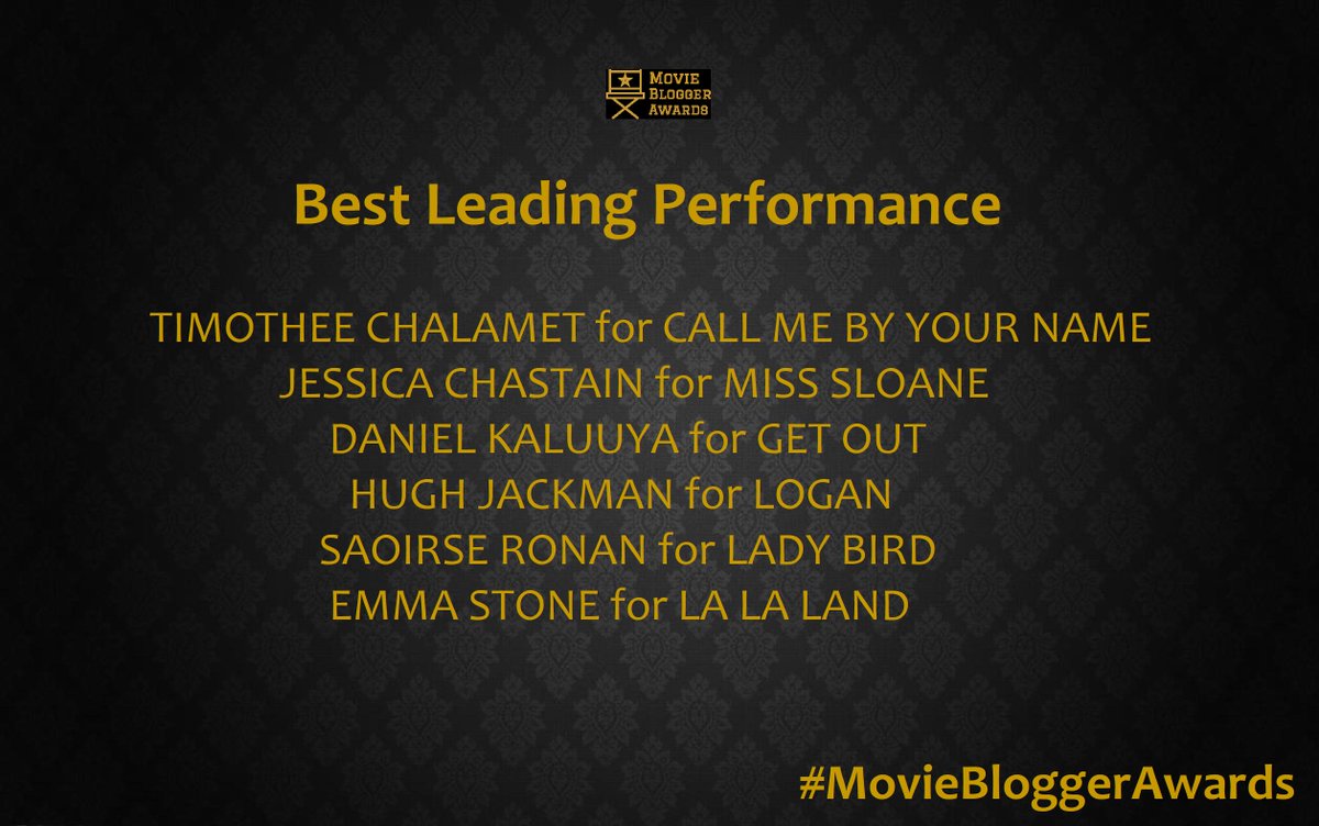 BloggerAwards's tweet photo. The nominees for Best Leading Performance are:
#MovieBloggerAwards https://t.co/JkiUOHTpZb