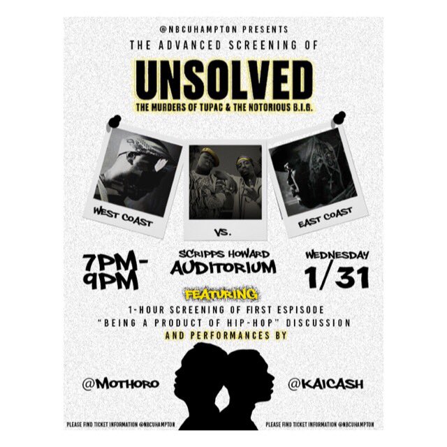 NBCUHampton's tweet photo. Join us Wednesday, January 31st in the Scripps Howard Auditorium from 7PM to 9PM for a FREE advanced screening of #UNSOLVED
For tickets, click the link in @NBCUHampton bio! 

#UNSOLVED #USANetworks #NBCUHampton #HamptonU #UniversalPictures #Onyx11 #QTX #Ophio16 #Ophio17 https://t.co/ka3mrVKE4E