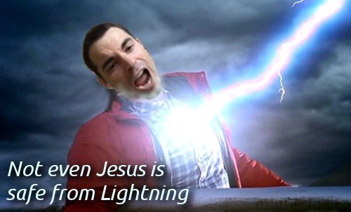 nvk's tweet photo. Not even Jesus is safe from Lightning 😂 https://t.co/cfuhS8agY9
