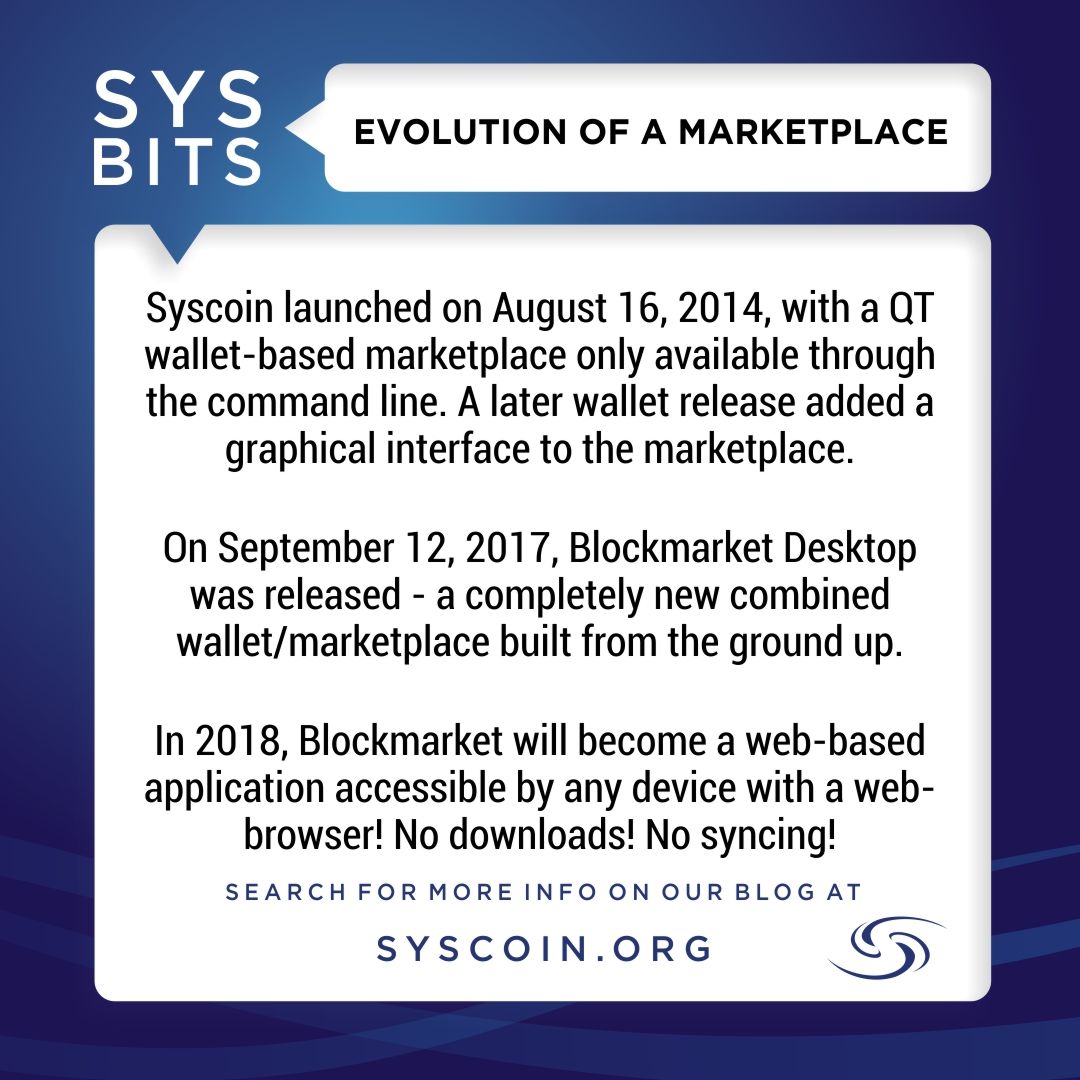 BlockFoundry's tweet photo. More #SYSbits: Simple tips or info to help you navigate and understand #Syscoin, #Blockmarket and all we have to offer. Search syscoin.io for more from our knowledge base or see https://t.co/Hvc8A8qvV7 for our blog. #sys2018 #bitcoin #blockchain https://t.co/rpj5ILGSkQ