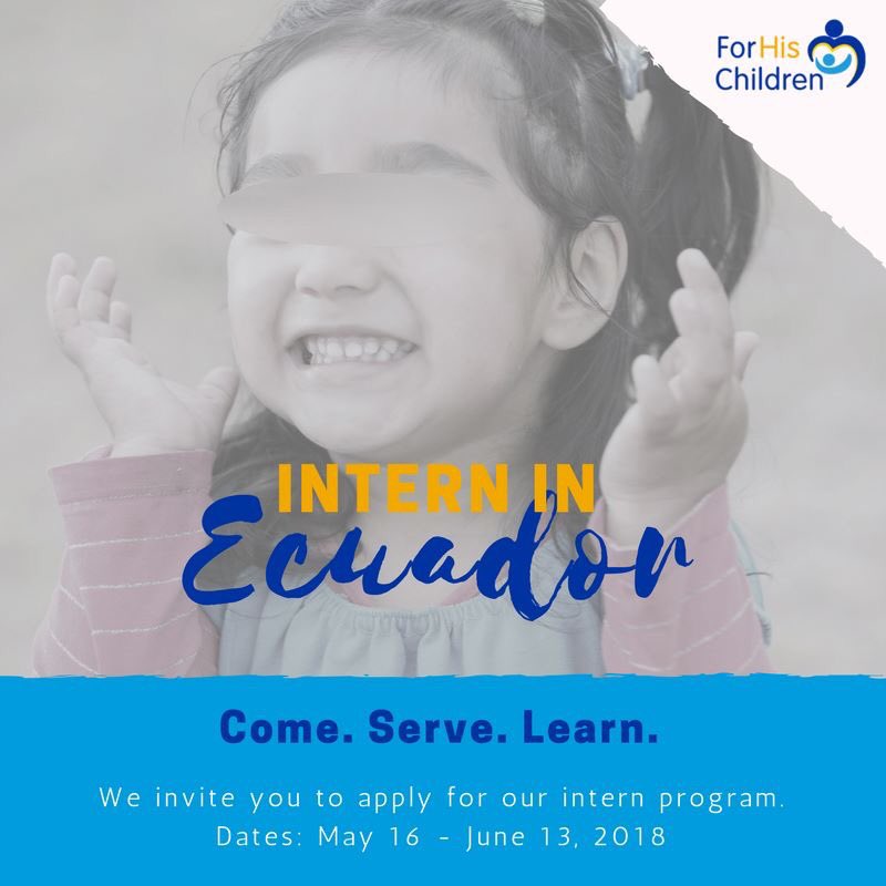FHCEcuador's tweet photo. Calling all future interns! 
* Interested in living in Ecuador? 
* Do you feel God calling you to serve? 
*Are you wanting to use your skills and talents to help a non-profit? 

For more info email Jenn at jennifer@forhischildren-ecuador.org to learn about our intern program! https://t.co/7lQYQl5j9I