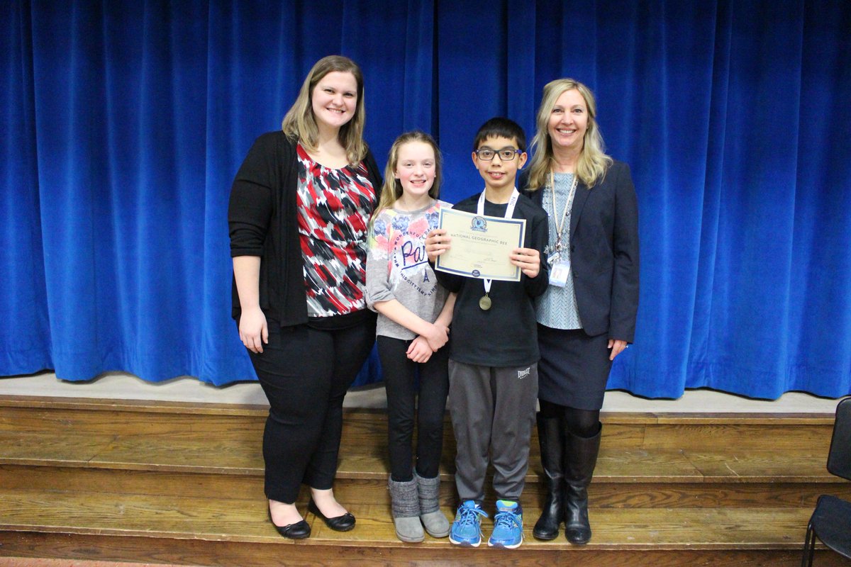 BrunswickCSD's tweet photo. Memorial held their geography bee this afternoon &amp; Jonathan Sanchez was the winner with Ella Bardwell coming in second! Similar to the format of a spelling bee, students answered various questions related to geography &amp; location of various places/states! #BrunswickPRIDE https://t.co/VUn0pP6SaV