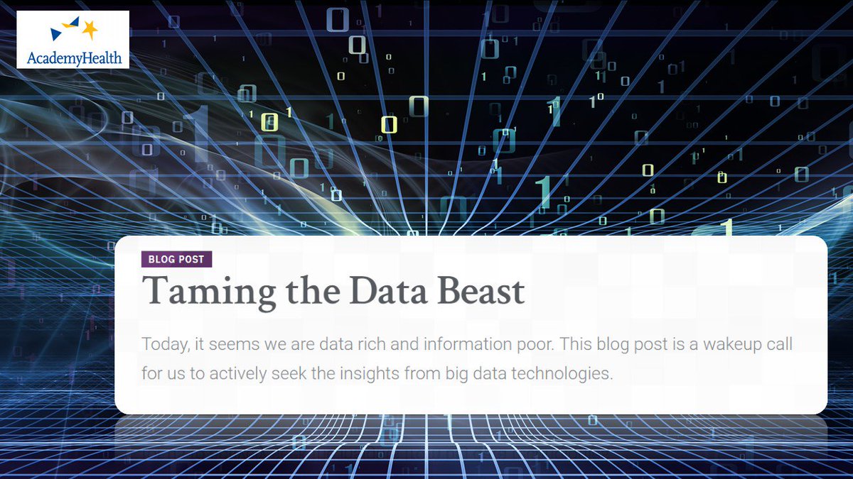 RasuShrestha's tweet image. "Taming the Data Beast"

The future ahead could look nothing like the past we left behind.

Read my latest blog: 
academyhealth.org/blog/2018-01/t… #HDPalooza #HIMSS18 #HCLDR #UPMCinnovates #pinksocks