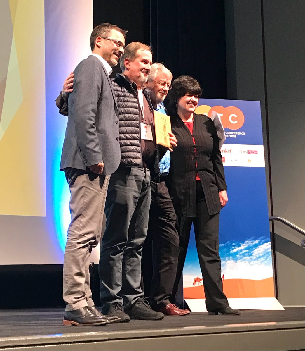 ExodusTravels's tweet photo. We're double award winners at tonight's #AdvTravelConf with @wanderlustmag! So proud to see our long-standing MD Peter Burrell get his Contribution to Adventure Travel Award. Congrats Pete - well deserved. Enjoy retirement! 🍾🥂🌍 https://t.co/Whgs2SNBDl