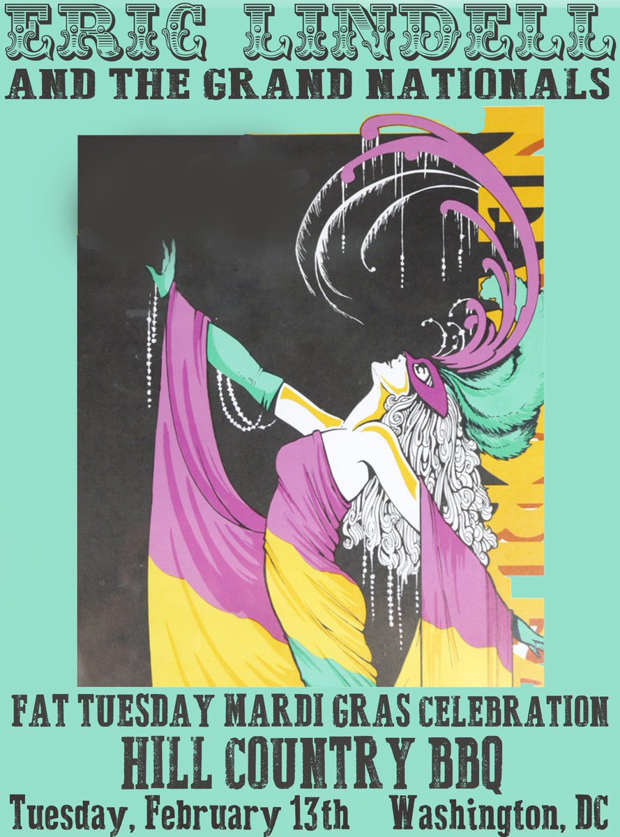 HillCountryBBQ's tweet photo. Wash DC 2/13 join us @HillCountryWDC @hillcountrylive for Super #NOLA soul machine @EricLindellBand #ericlindell's #FatTuesday #MardiGras Celebration TICKETS: https://t.co/ZvKhap9Jpc https://t.co/2ZZ0NXxG8h
