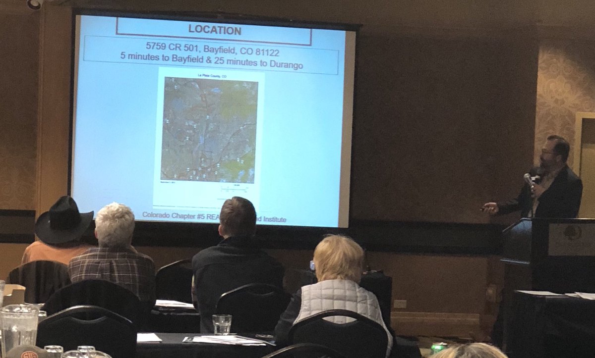 landhub's tweet photo. Justin Osborn @TheWellsGroup presenting Los Pino’s Mountain Ranch, Bayfield, CO @RLILand Colorado Chapter meeting in Denver #landfor sale #Ranch #land https://t.co/TqVH4KSRGb