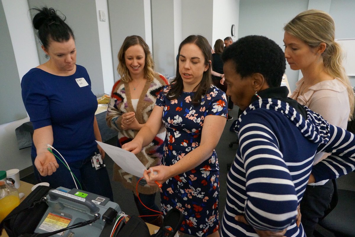 COglobalEM's tweet photo. Dr. Dixon demonstrates using water-soaked cotton balls and tape when the supply of ECG leads runs low. #GHaccelerator participants learn that ingenuity is sometimes needed to deliver care when resources are strained. https://t.co/ZbWG4XZDa2